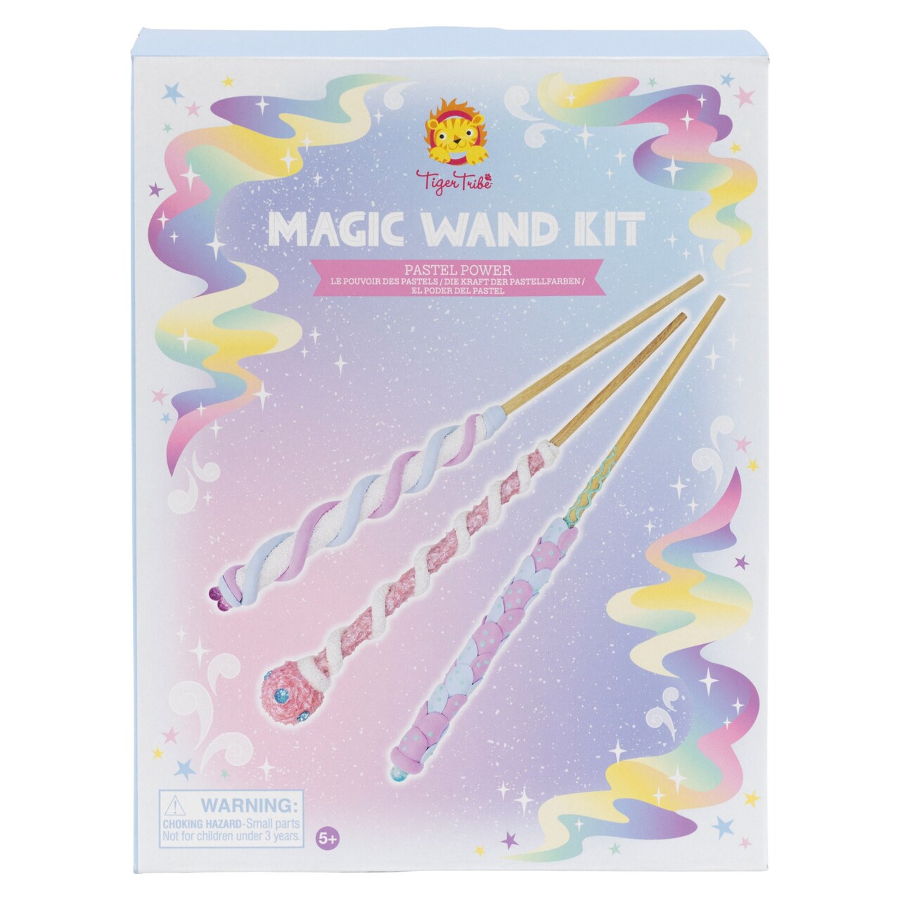 Tiger Tribe: Magic Wand Kit - Pastel Power - Create 3 Sparkling Jewel Wands, Decorate Wooden Wands With Clay & Jewels, Crafts, Kids Ages 5+